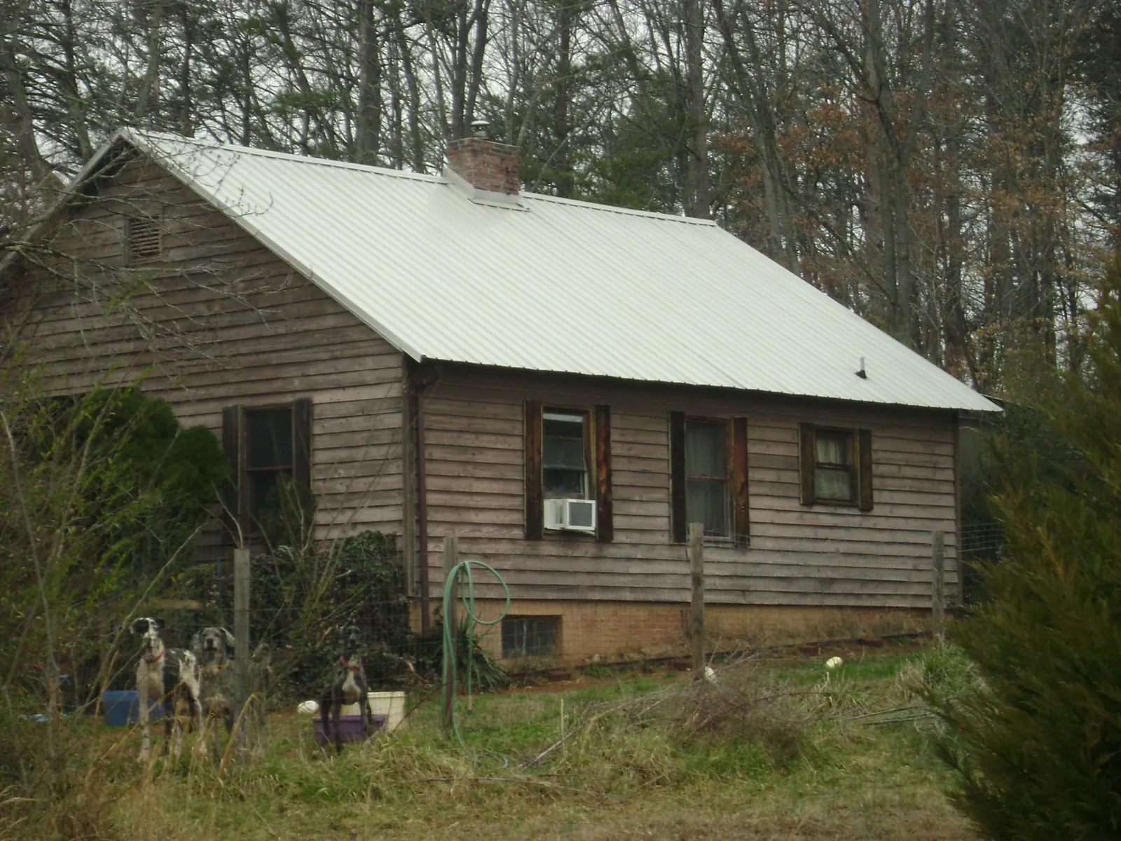 White metal roof on an old wood sided farmhouse, from a Asphalt Shingle Roof Repair job in Minersville